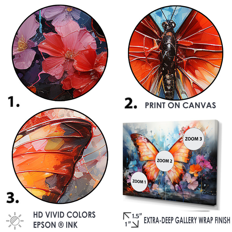 " Butterfly Abstract Auras I ", 24" H x 32" W x 1" D, Black Single Picture Framed