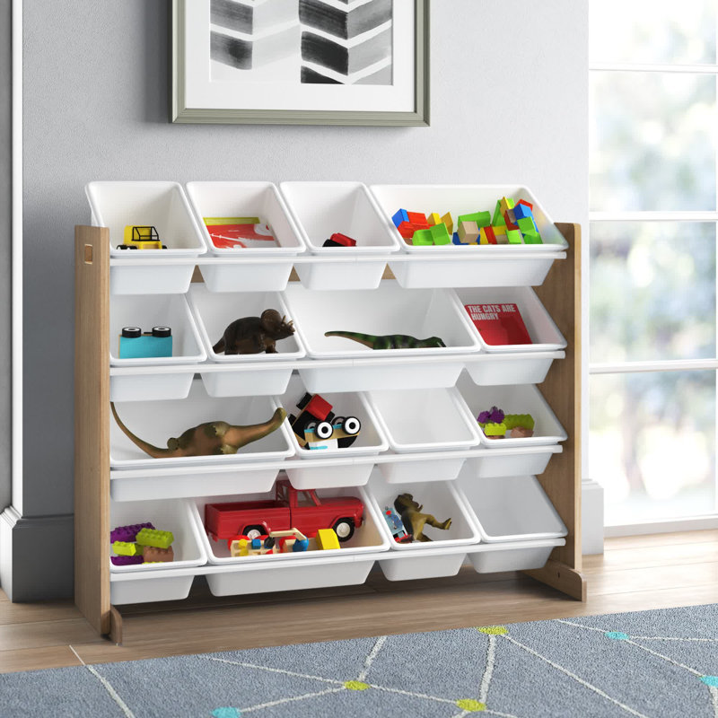 Bratton Toy Organizer with Bins, Natural/White