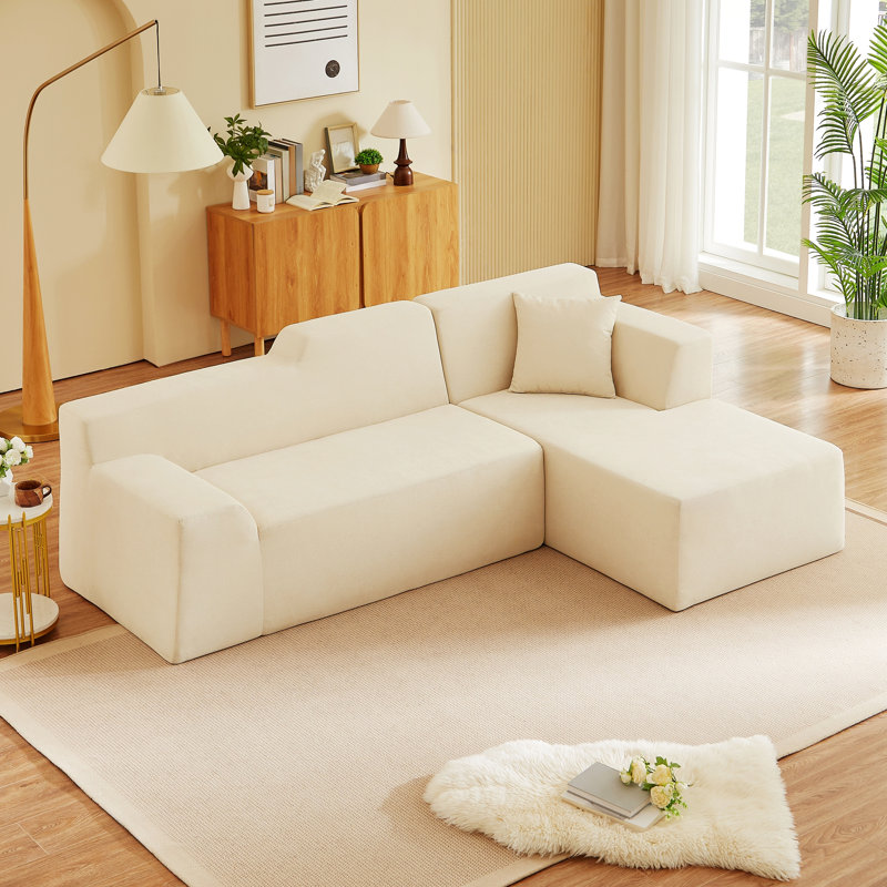 Canapé moderne en L pour la maison, Beige, Face à la droite