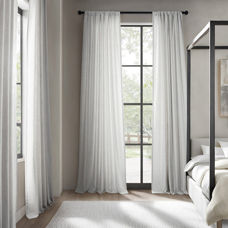 Basic Faux Linen Curtain Pair - 2 Panels - Light Filtering Window Curtains, 50" W x 96" L, Off White