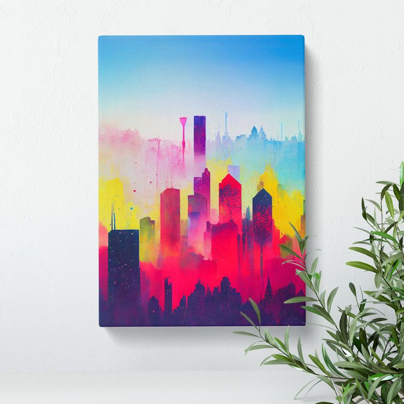 City Skyline In Colour No.1 Abstract - Wrapped Canvas, 60cm H x 40cm W