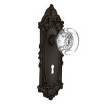 Victorian Plate with Decorative Keyhole and Round Clear Crystal Door Knob
