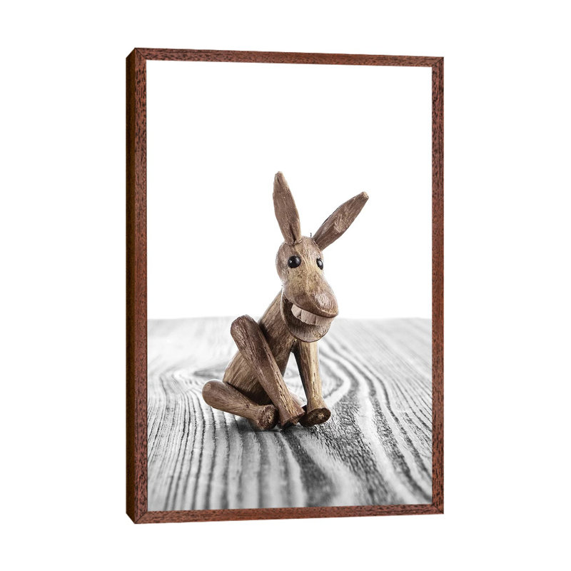 Zooline White Donkey - Print on Canvas, 66.04 cm H x 45.72 cm W, Classic Brown Wood Framed