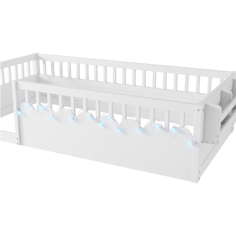 Structure de lit simple avec rails surélevés Montessori, Lit simple, Blanc