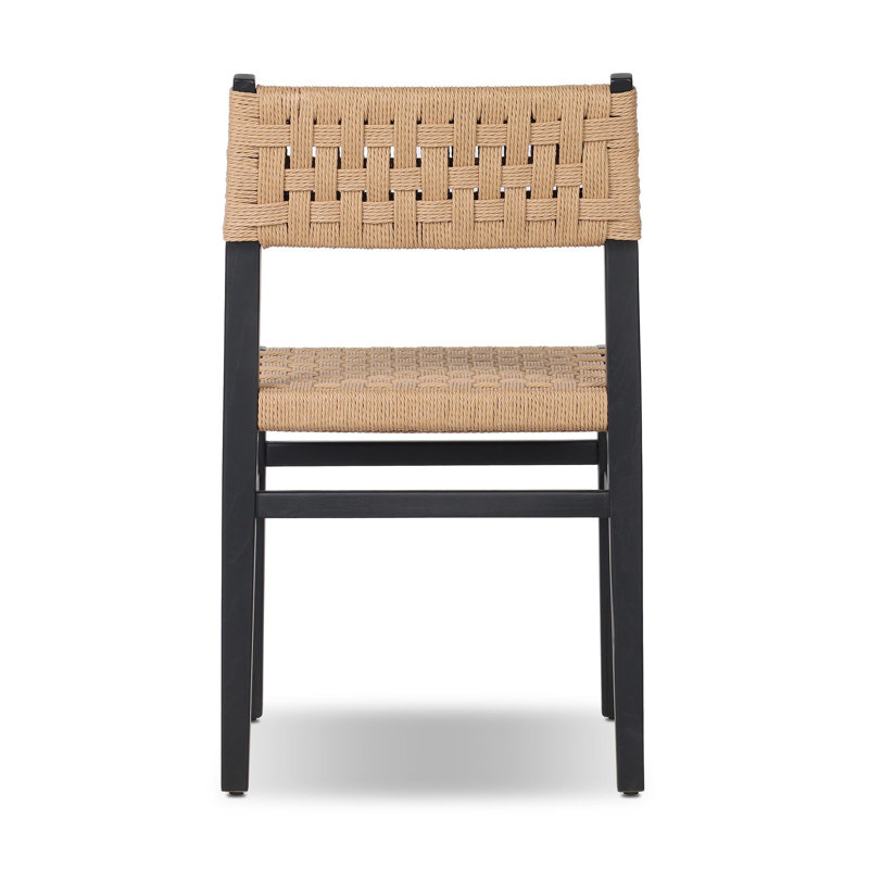 Mallory Woven Dining Chair, Distressed Black Ash