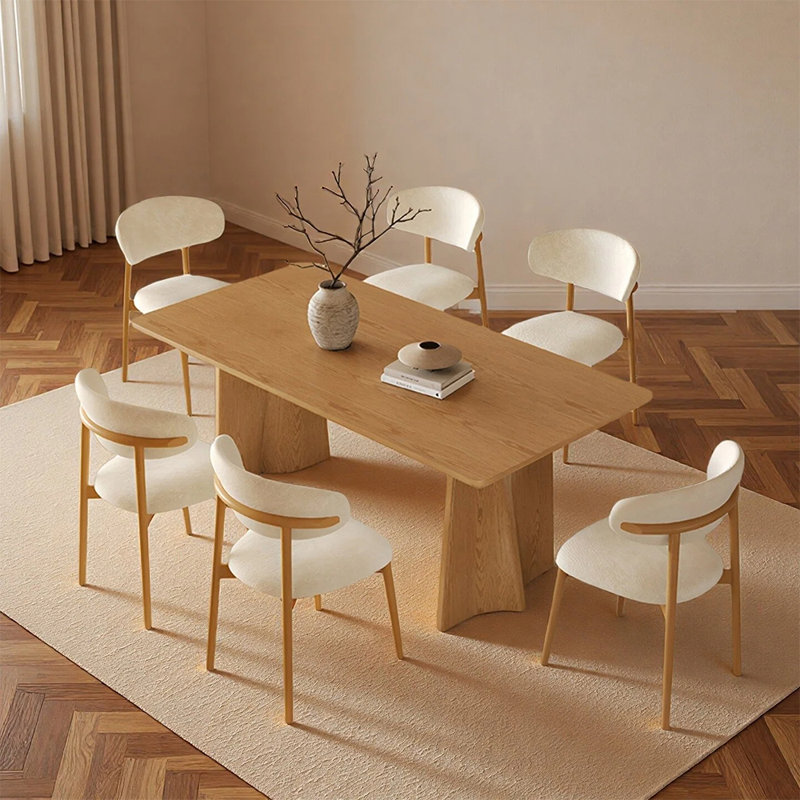 Bundella Modern rectangular desktop durable dining table, 29.52" H x 62.99" W x 31.49" D, 7 Pieces: Table, 6 Chairs