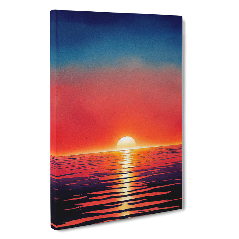 XC1022-627X An Ocean Sunset Watercolour No.7 - Wrapped Canvas Print, 50cm H x 35cm W x 3cm D