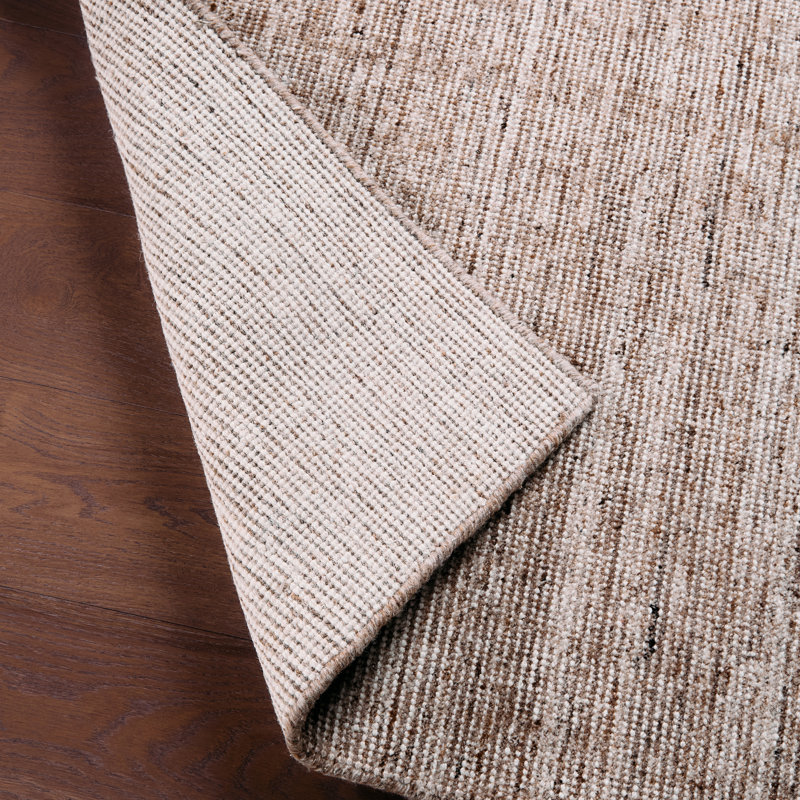 Hued SLO03 Handmade Solid Tan Runner Rug, Rectangle 7'9" x 9'9"