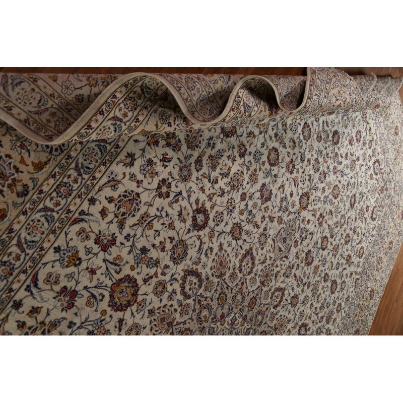 One-of-a-Kind 12'10" X 19'3" 1960s Wool Area Rug in Ivory