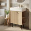 Meuble-lavabo 21,6 po avec lavabo simple en céramique, armoire combinée et rangement à droite - bois-1500533487