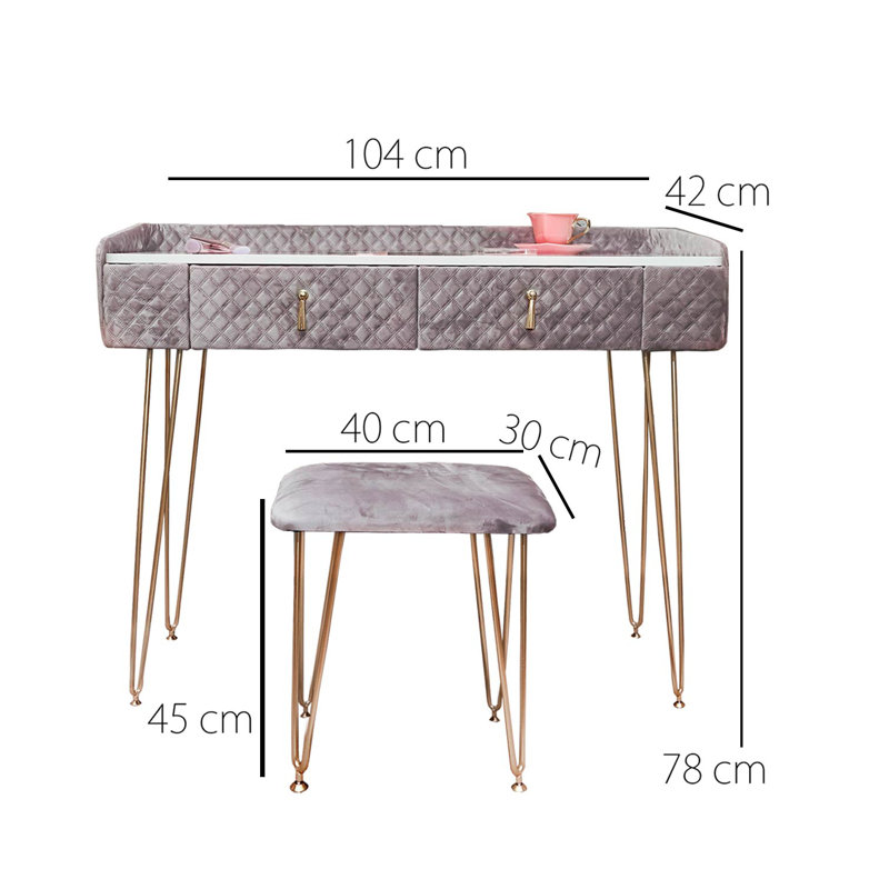 Aubie Dressing Table, Dove Grey