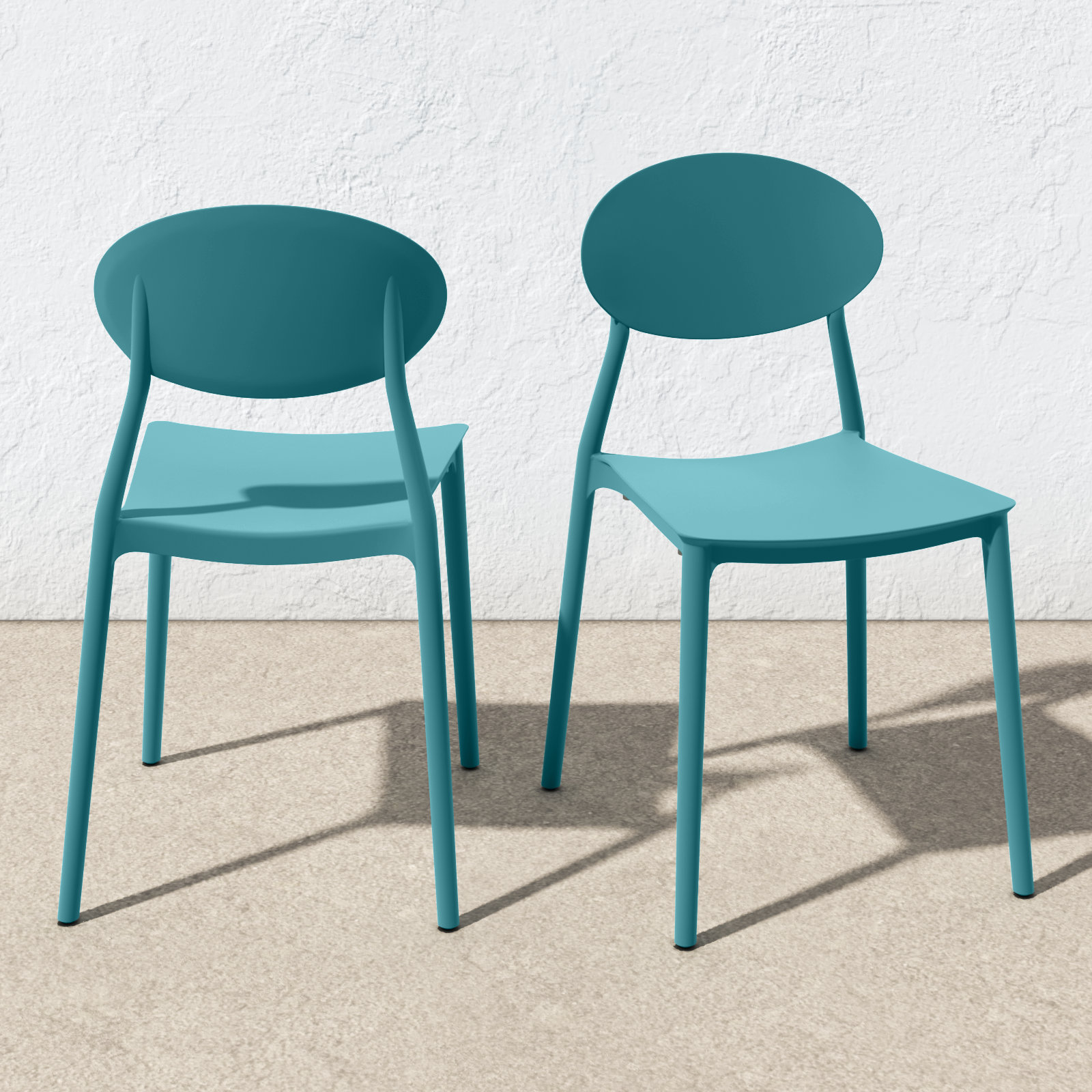Aldric Stackable Patio Side Chair, Teal