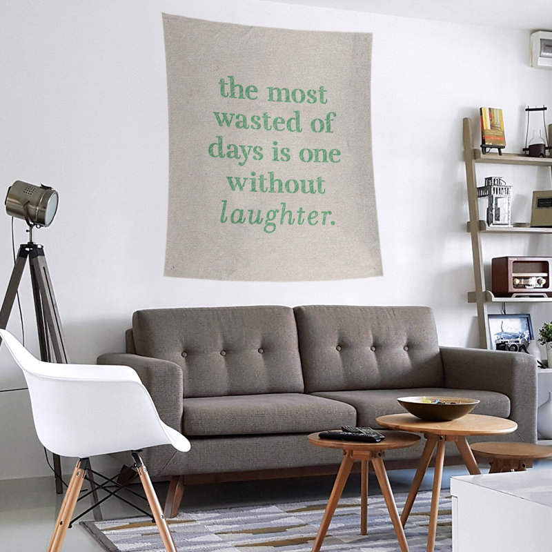 Tapisserie en polyester pour citation de rire, H 27,5 po x l 37,5 po, Blanc / vert