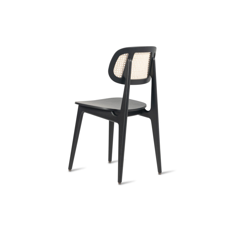Titus Outdoor Dining Side Chair, Black/Oak