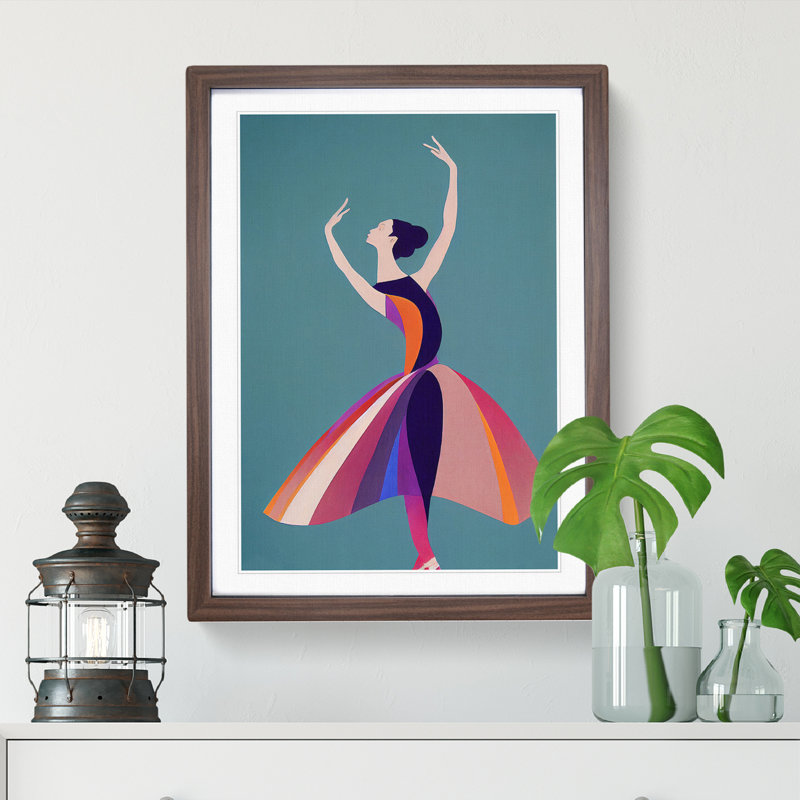 Pop Art Ballerina No.5 1 Piece Single Picture Frame Wall Art, 46cm H x 34cm W x 2cm D, Walnut Framed