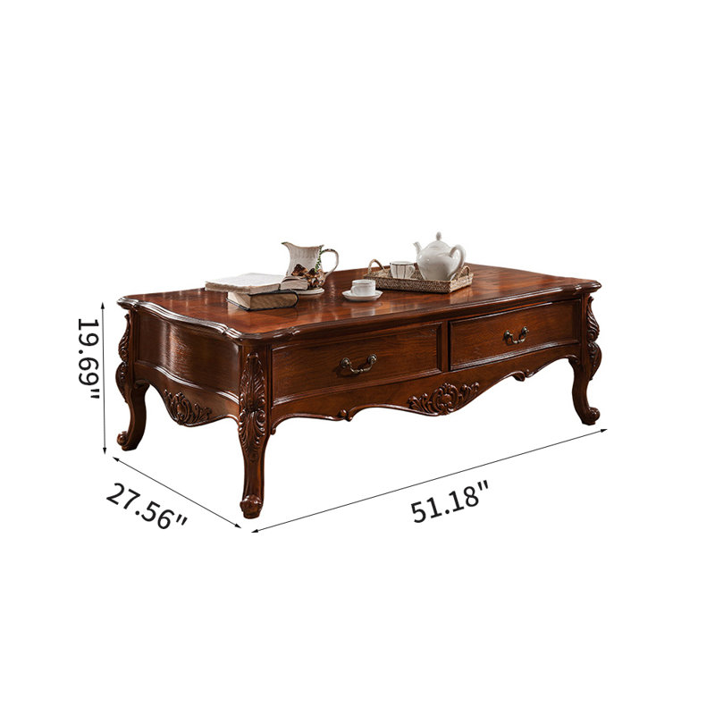 Table basse en bois massif sculpté