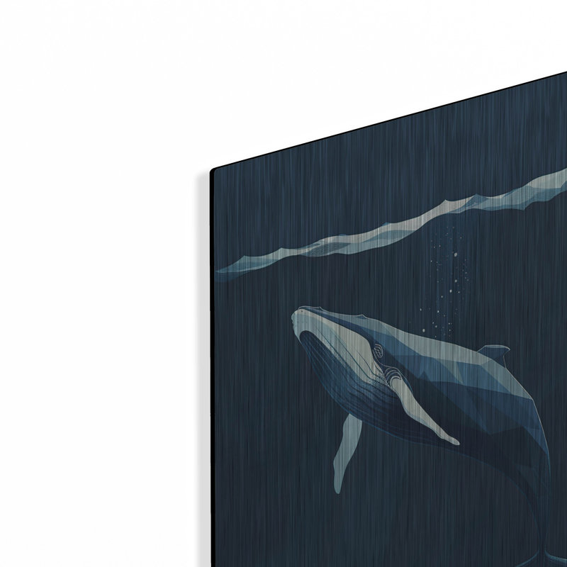 «Whale Blue Minimalist Design» par Momart, art mural en métal, H 24 po x l 16 po