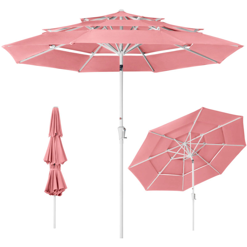Parasol de marché à 3 niveaux pour patio, Rose