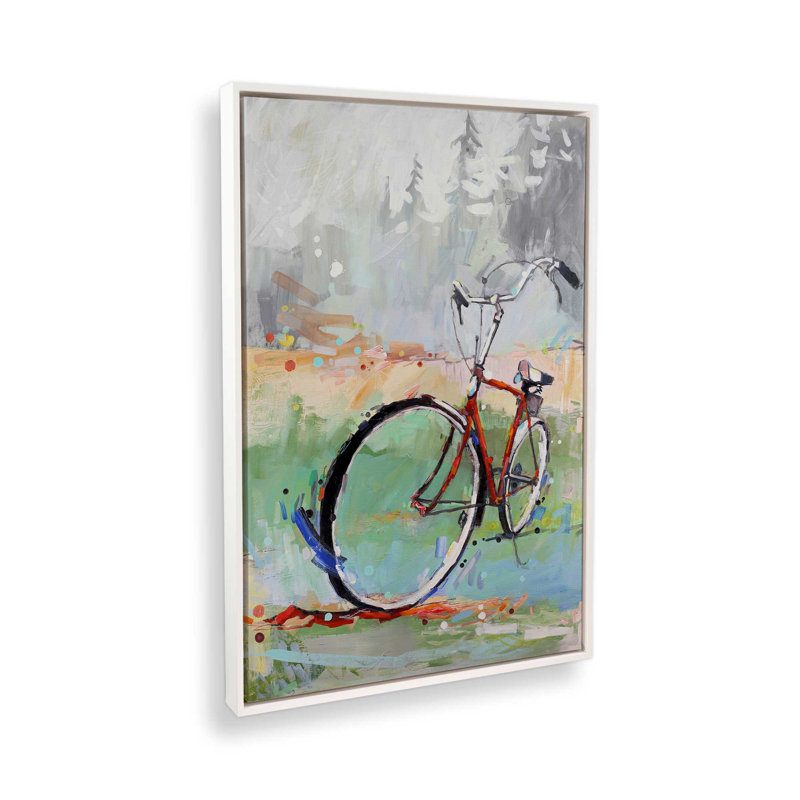 Vélo, rêveries de peinture et pastel, H 18,75 po x l 12,75 po, Impression encadrée sans passe-partout, Blanc opaque