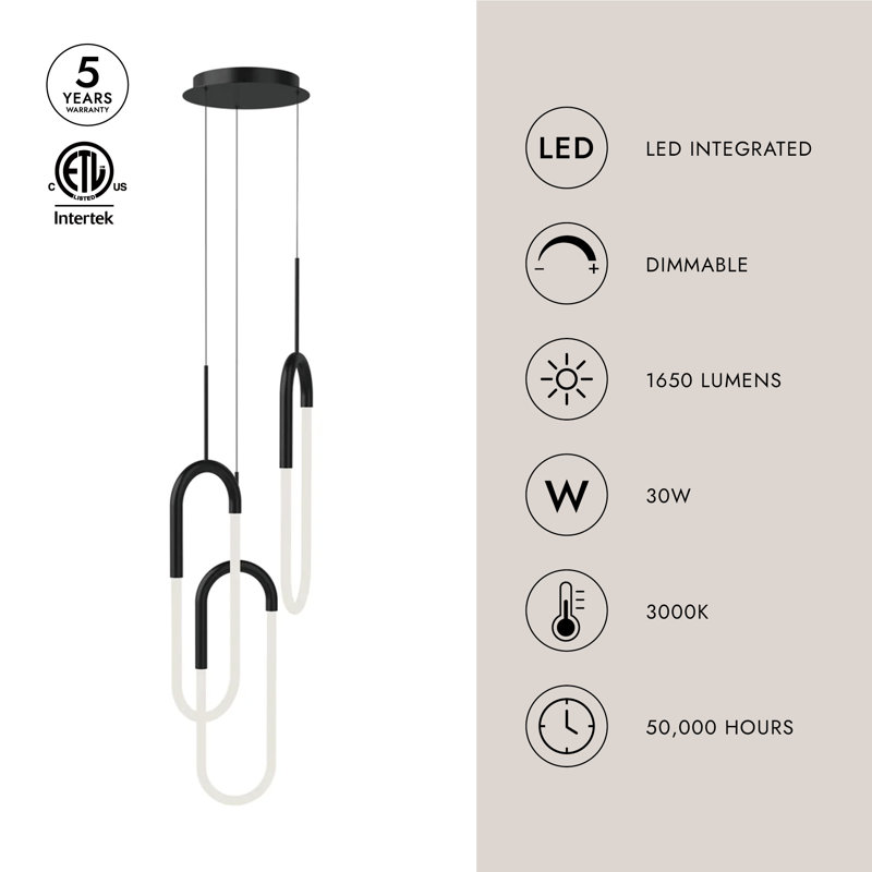 Huron 3 - Light LED Pendant, Black
