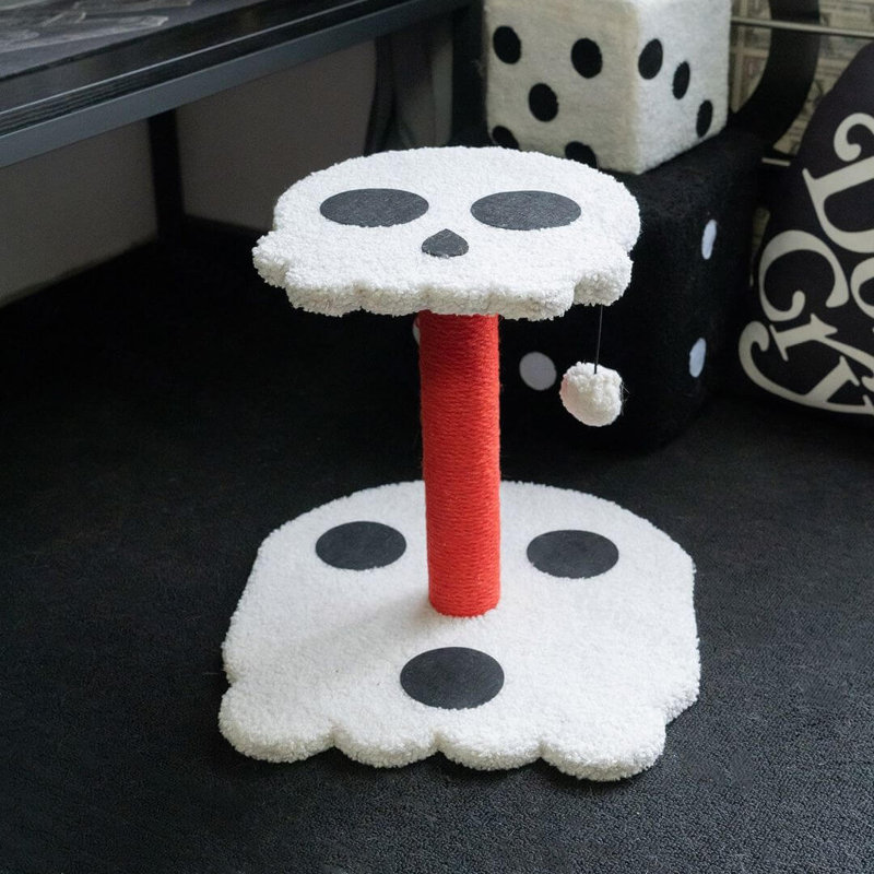 Gothic Design Cat Scratcher, Skull & Bones Style Scratching Post for Indoor Cats, Spooky Halloween Cat Furniture