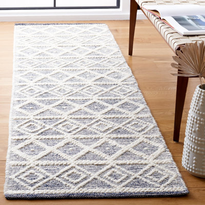 Tapis ivoire / bleu marine tissé à la main Jacques Southwestern