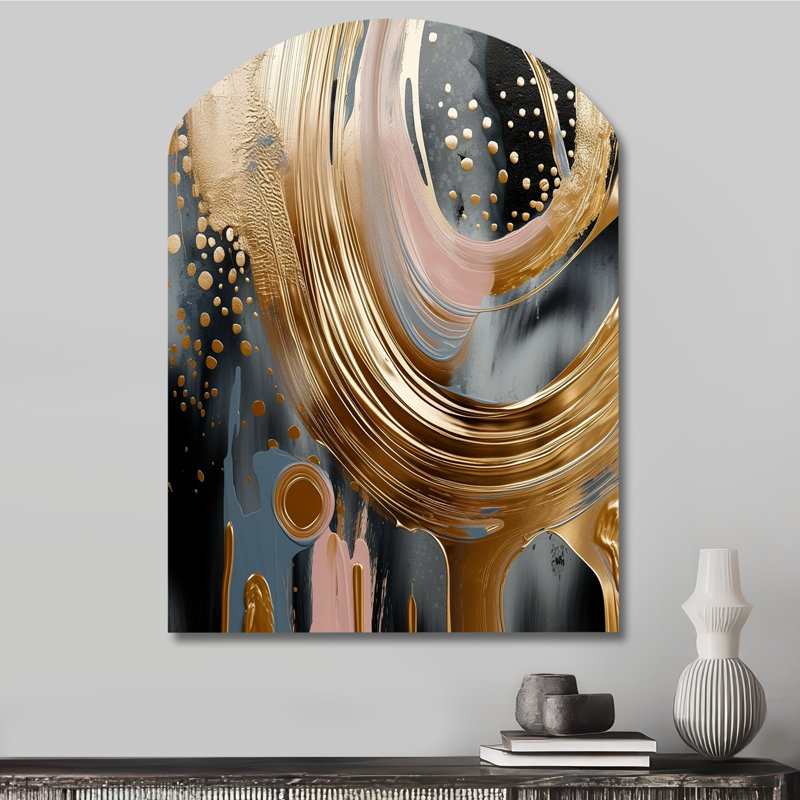 Gilby - reproduction d'art asymétrique en marbre sur métal, sculpture murale en arche, H 34 po x l 25 po