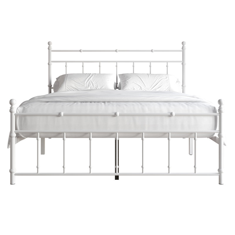 Ashik Metal Spindle Bed, White, Queen