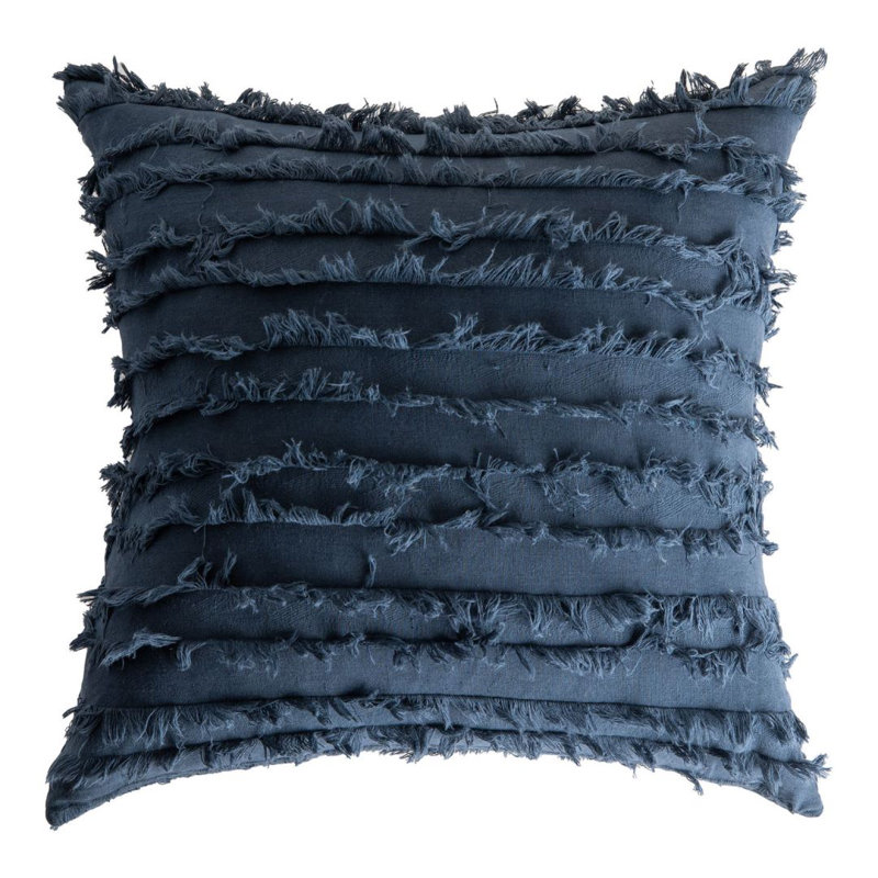 Navy Cotton Polyester Euro Tassel Pillow Covers Set of 2
