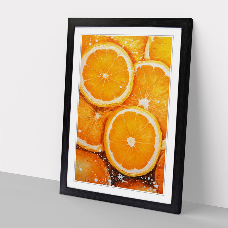 Sliced Orange - Single Picture Frame Print on Wood, Black Framed, 34cm H x 25cm W x 2cm D