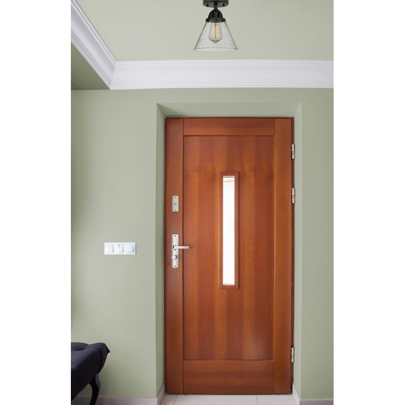 Plafonnier semi-encastré en verre à DEL, H 9,5 po x l 7,75 po x P 7,75 po, Grainé, Noir mat