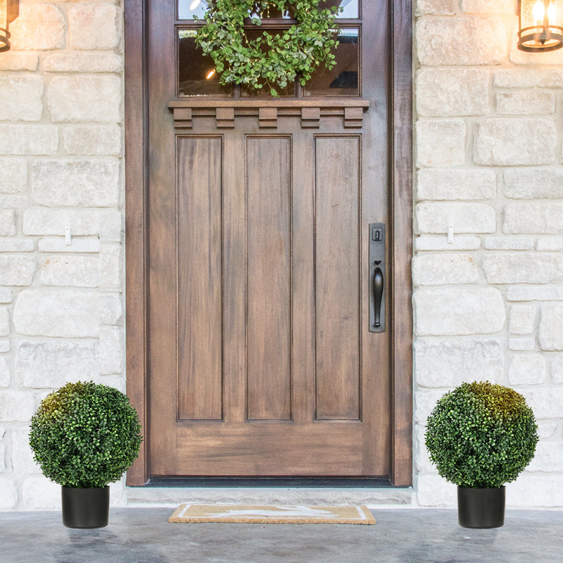 20.5'' Faux Topiary in Cement Pot,wood