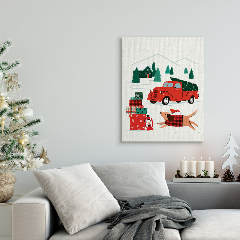 Chapeau de chien rétro Christmas Cottage, H 30 po x l 24 po, Toile tendue