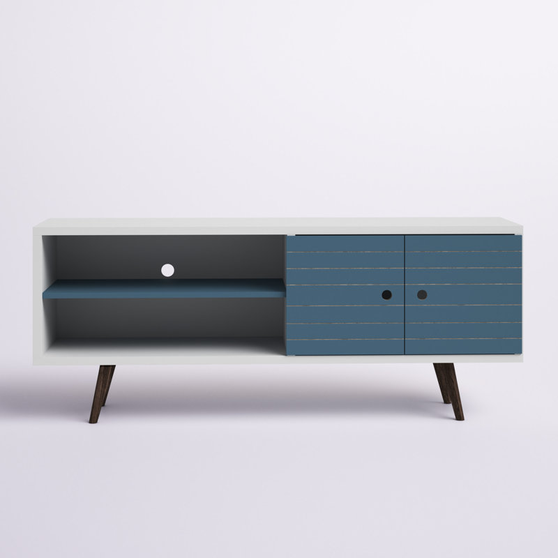 Darryl TV Stand for TVs up to 60", White/Aqua Blue