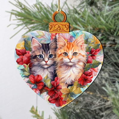 Cute Kittens Wooden Ornament by G. Debrekht