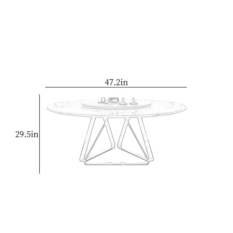 Simple Modern Round White Rock Slab Dining Table, 29.5"H x 47.2"L x 47.2"W