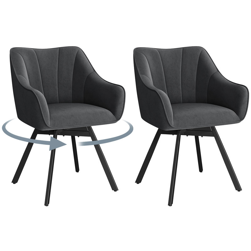 46.5cm H Polyester Upholstered Side Chair, Dark Grey