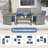 8 Piece Patio Furniture Set Outdoor Wicker Conversation Set w/ Tempered Glass Coffee Table-122751613