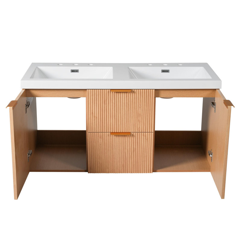 Meuble-lavabo de 47,2 po avec deux lavabos en résine SMC, 2 portes et 2 tiroirs, 47"