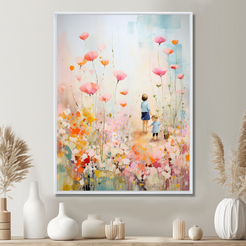 Art sur toile Whimsical Kids floral Haven II - Children, H 20 po x l 12 po x P 1 po, Cadre flottant blanc