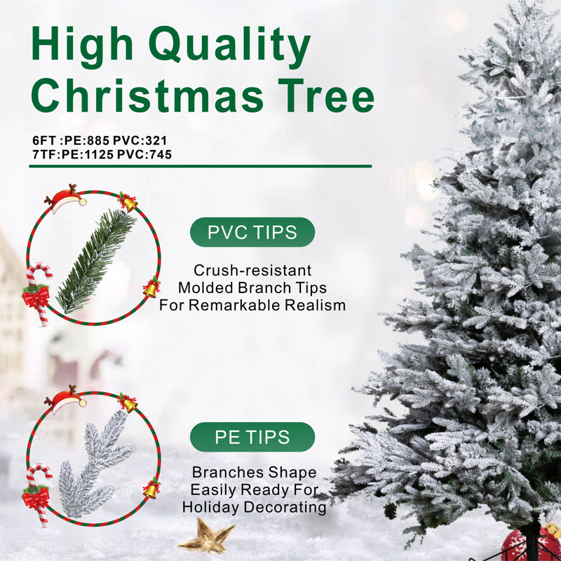 Arbre de Noël pin floqué, 7 pi
