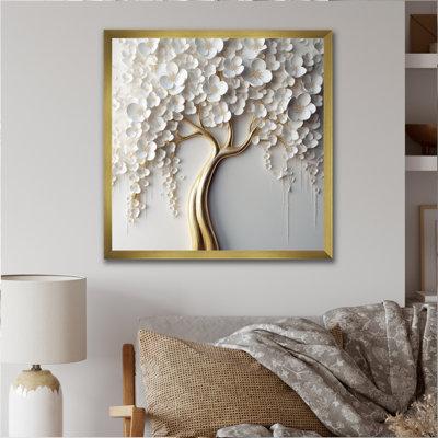 Orchidée blanche jardin de branches VII - impression florale murale grand arbre (sans texture)