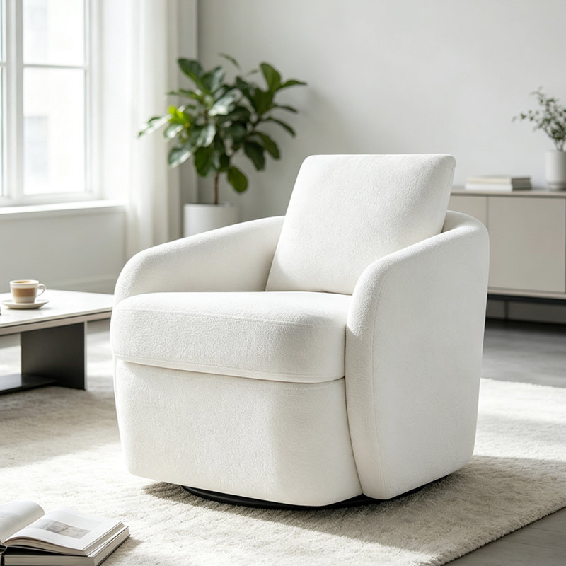 Fauteuil pivotant rembourré 28,7 po, Blanc