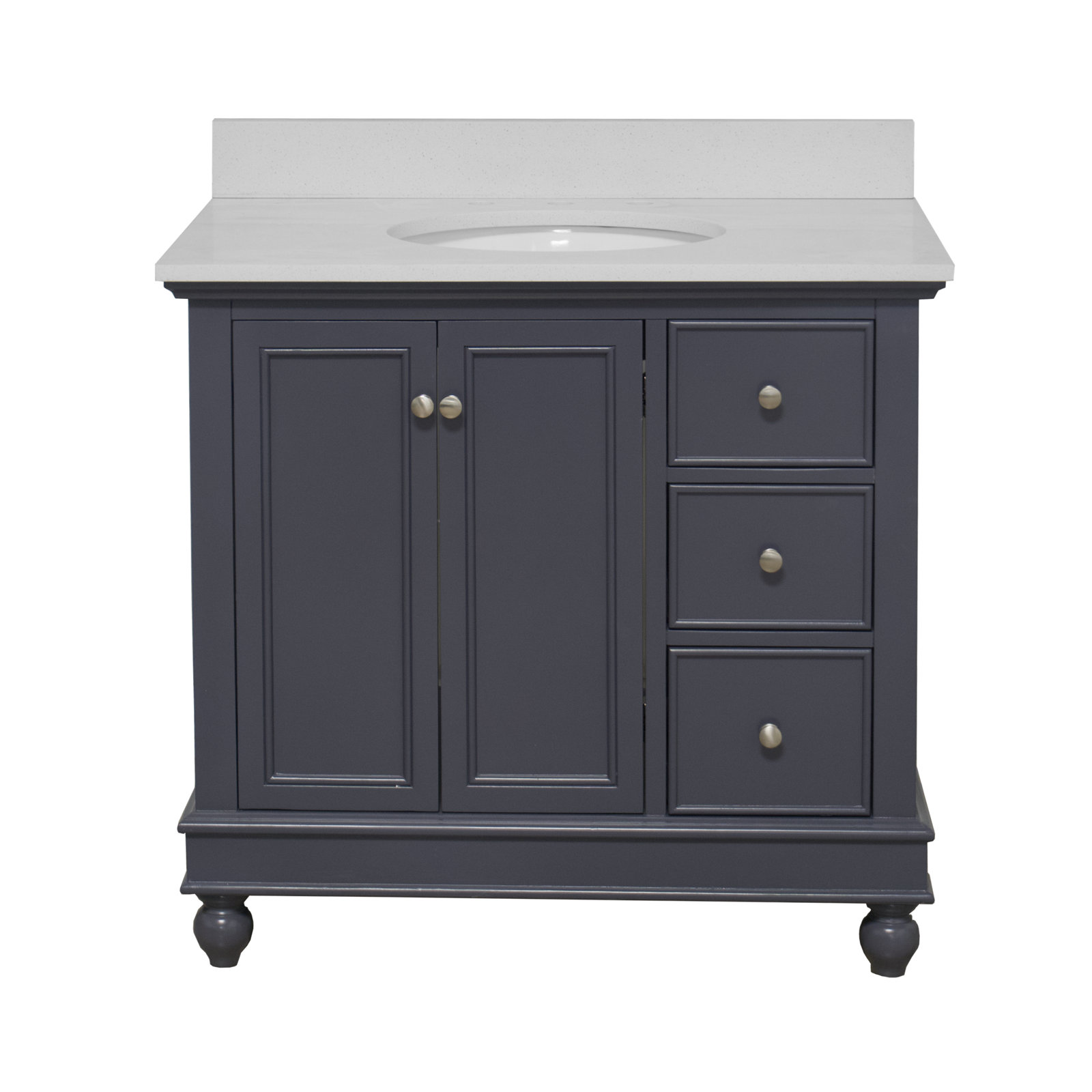 Ferdinand 36" Single Bathroom Vanity Set, Marine Gray, Quartz