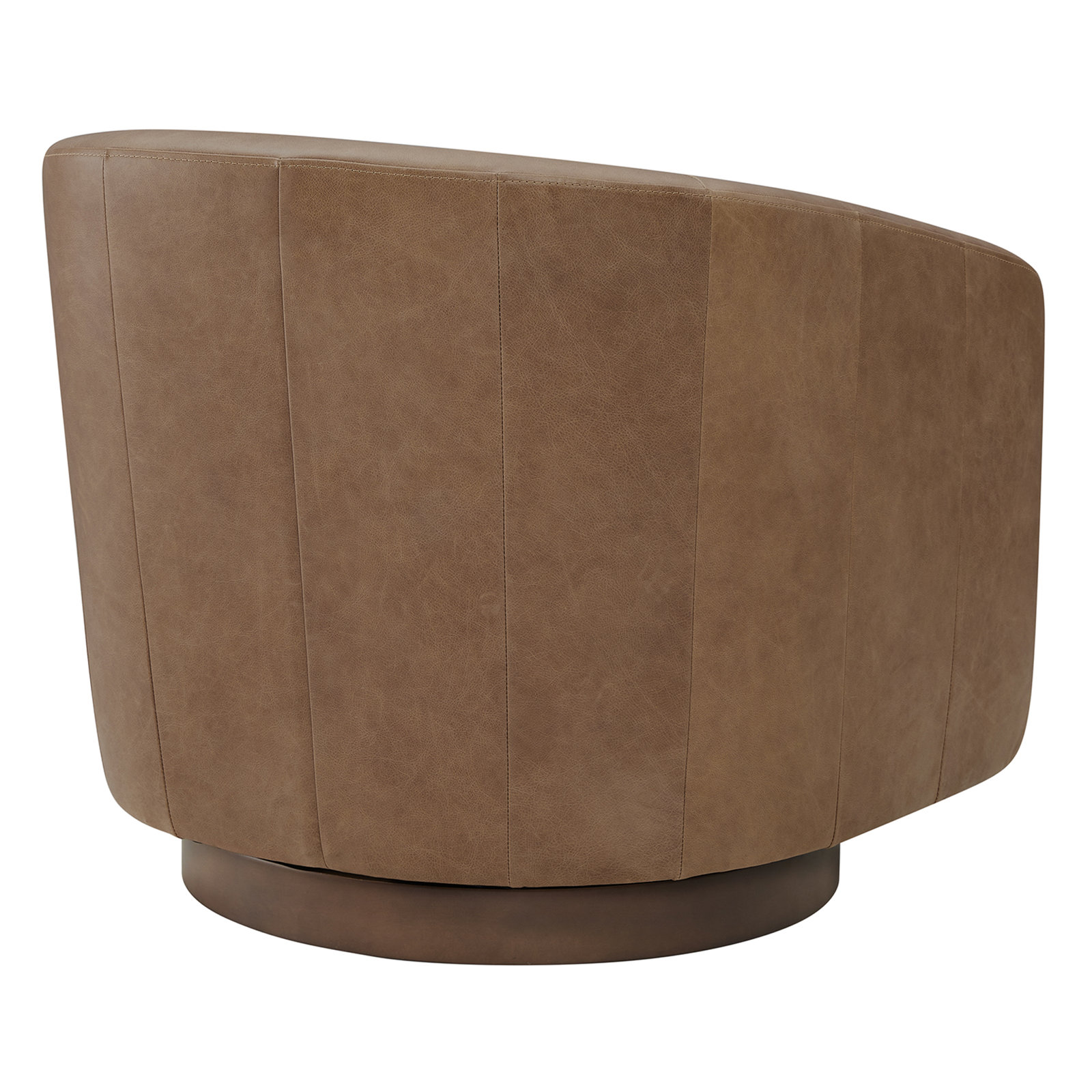 Bennett Genuine Leather Swivel Barrel Chair, Marseille Camel Top Grain Leather