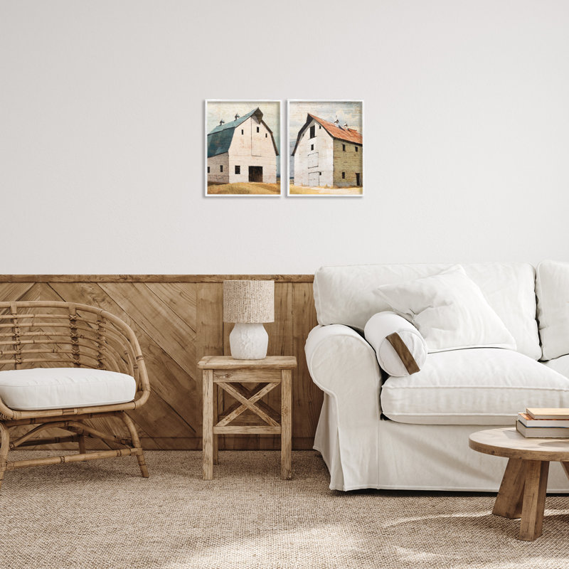 Ensemble de giclées encadrées Rustic Big Barns, par Susan Jill, H 14 po x l 11 po