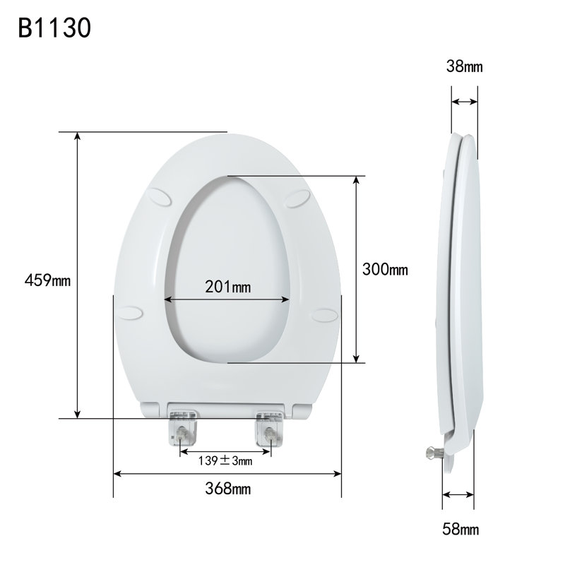 Elongated Toilet Seat and Lid