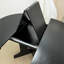 Table de salle à manger extensible ovale avec rallonge amovible, base en X noir foncé, 6 places, plateau en bois moyen, 59 po x 43 po