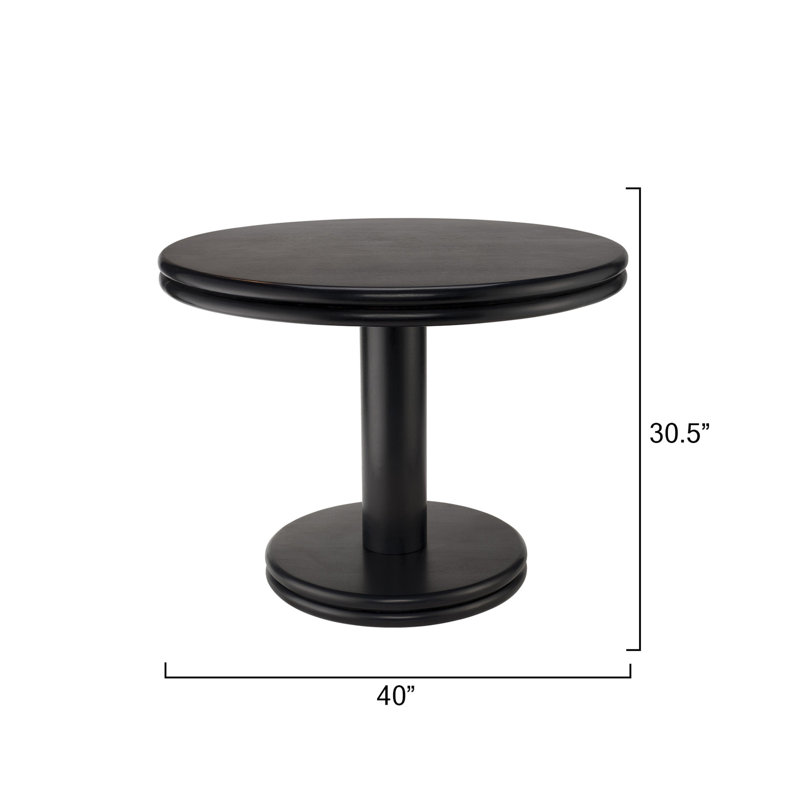 Bourbon Round Solid Wood Pedestal Dining Table, Black