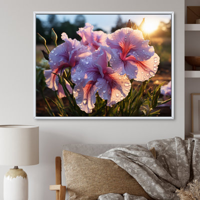 «Pink Irises Field II», reproduction d'art sur toile florale